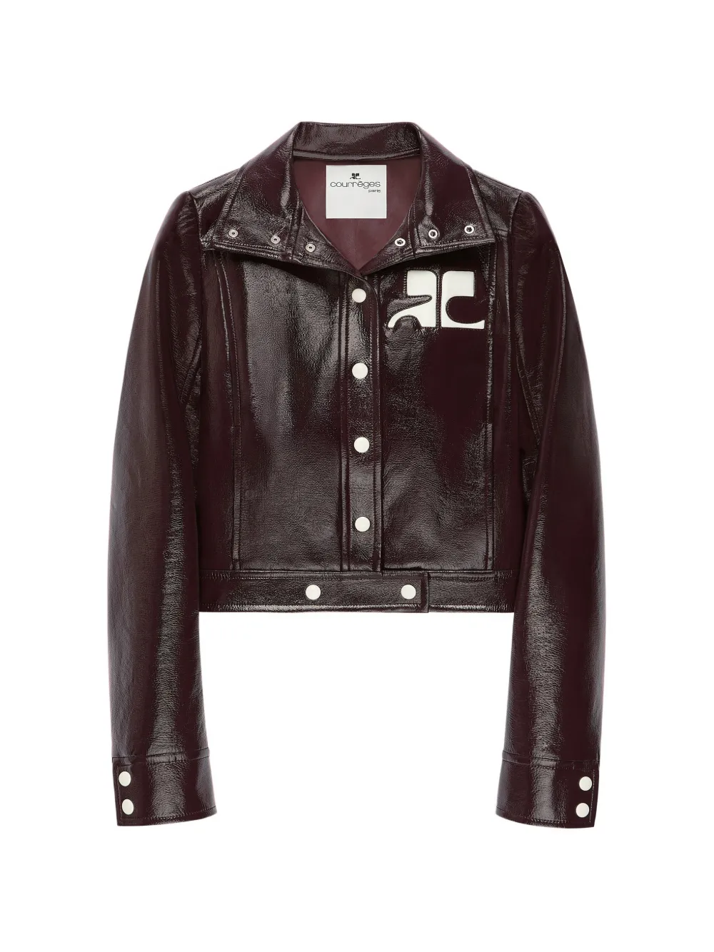 Courrèges vinyl-effect logo-plaque cropped jacket - Rosso