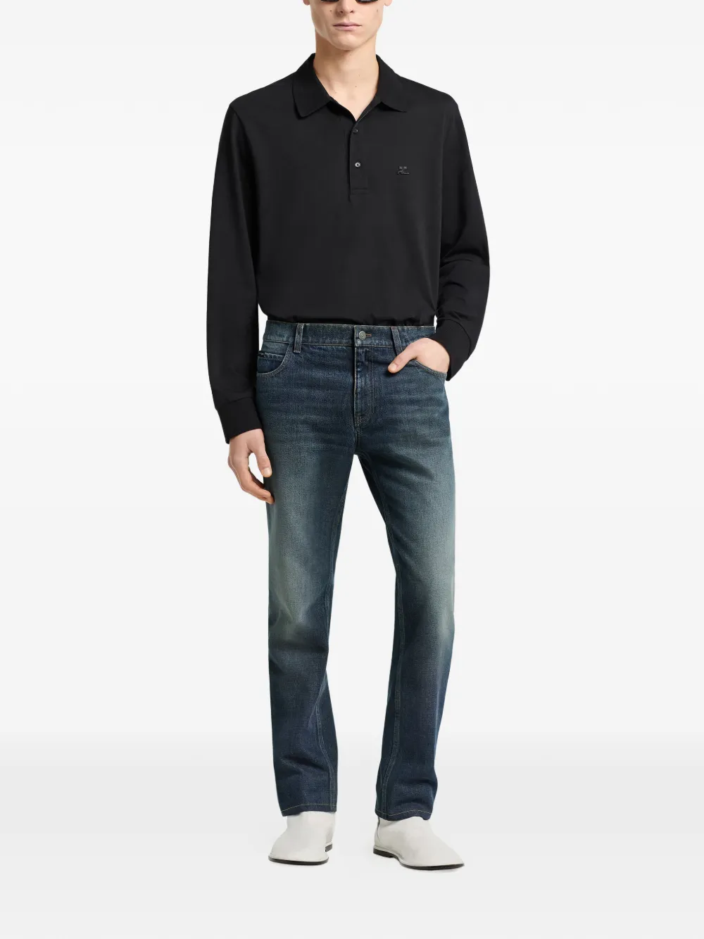 Courrèges AC poloshirt met logo-detail Zwart