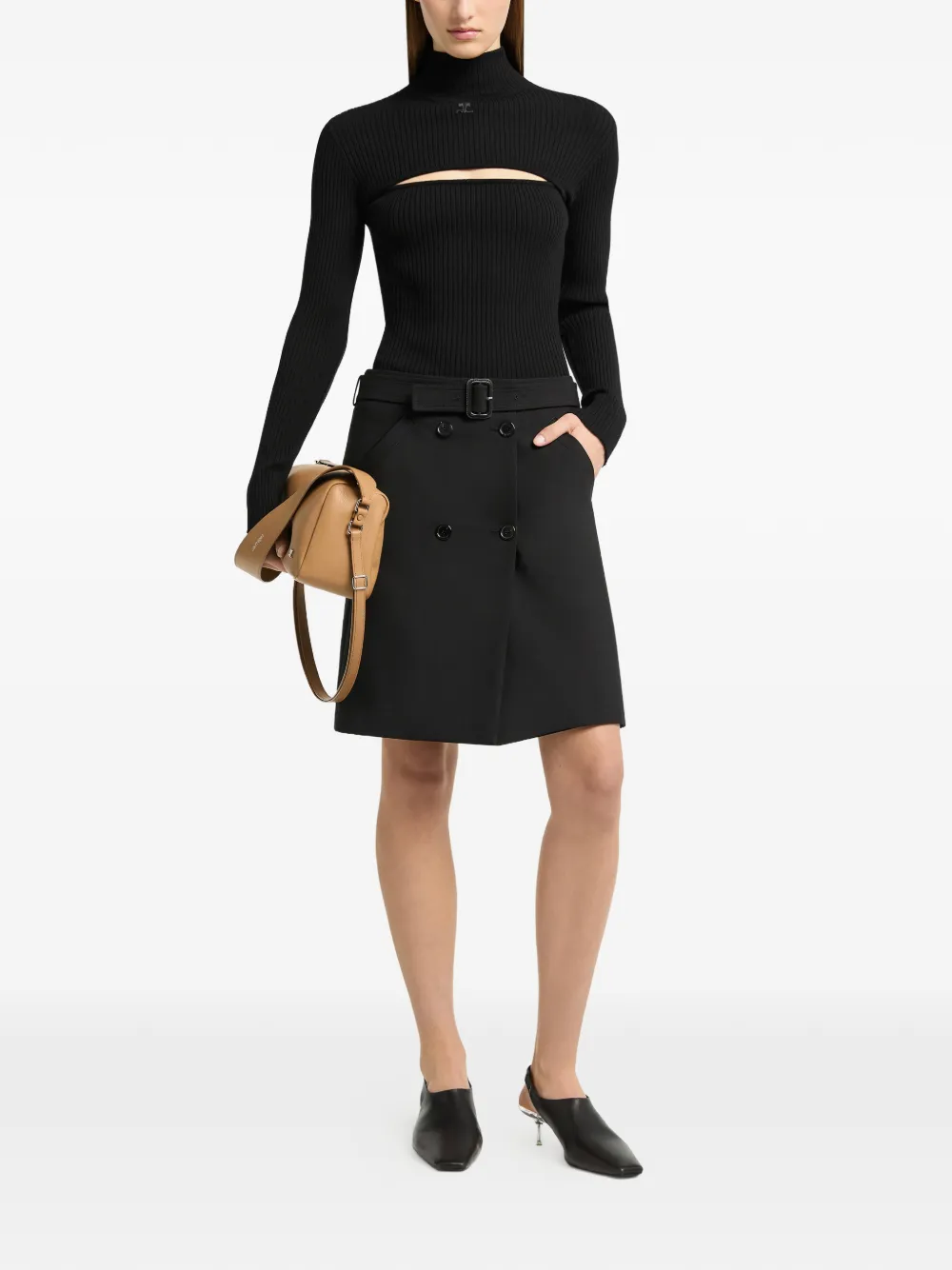 Courrèges Mini-rok met dubbele rij knopen Zwart