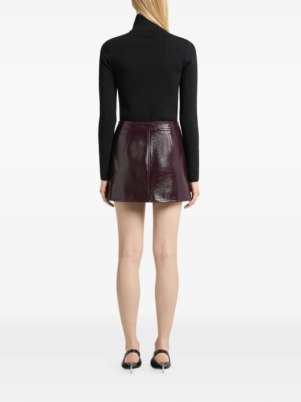 Courrèges Mini-rok met logopatch en vinyl-effect Rood