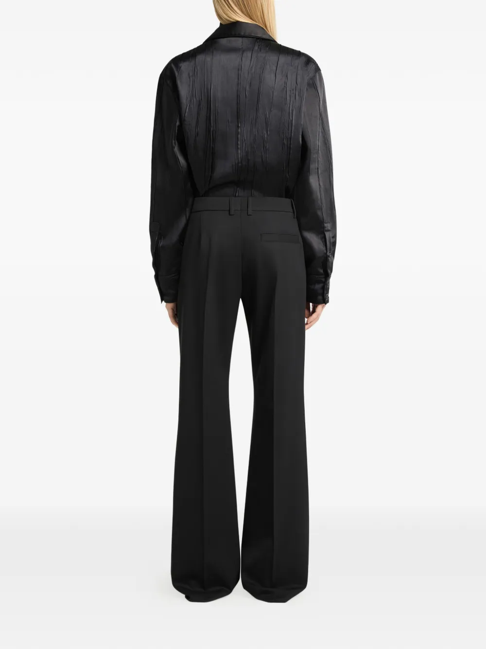 Courrèges Gekreukte blouse met satijnen afwerking Zwart