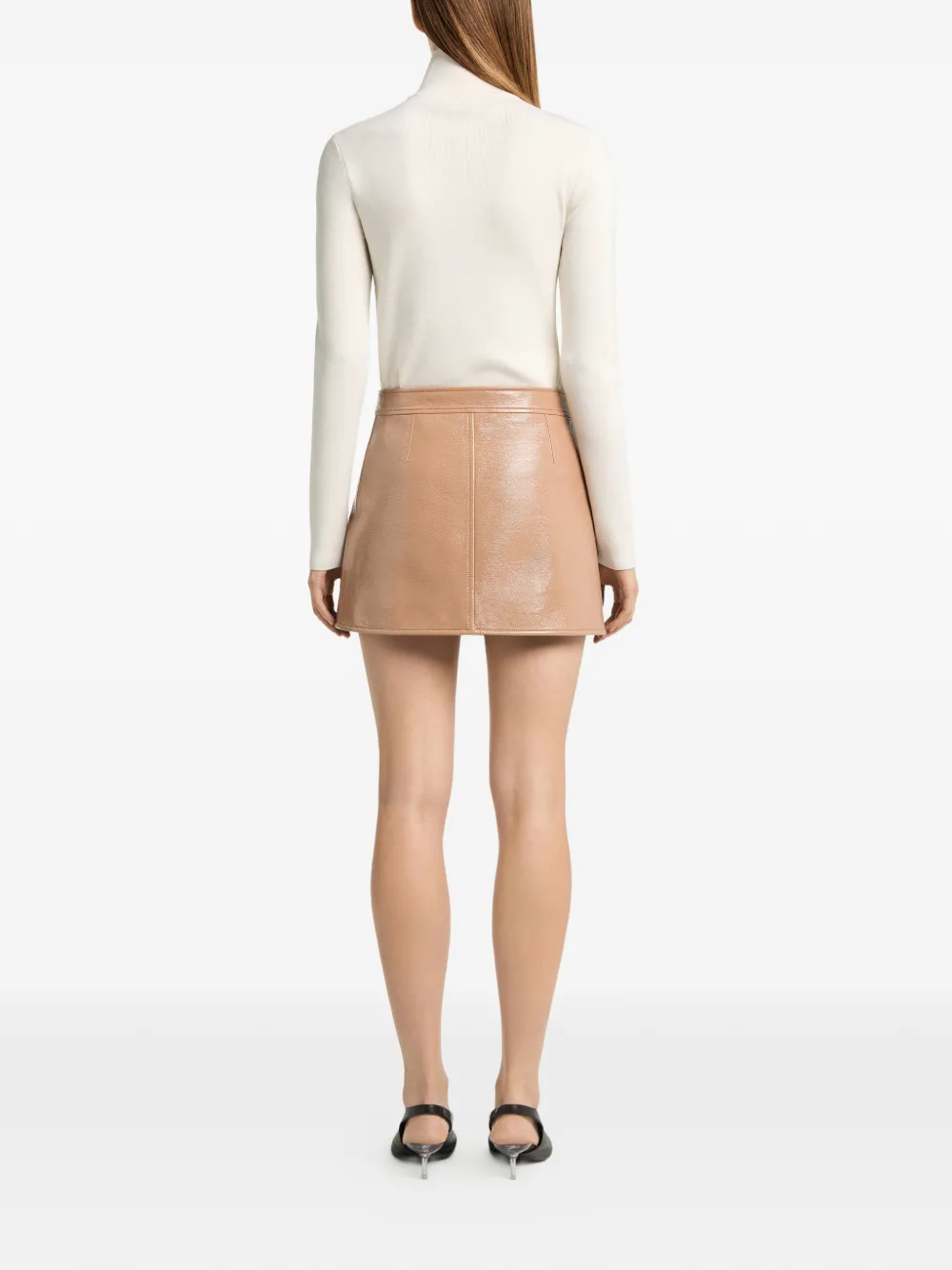 Courrèges Mini-rok met vinyl-effect Beige