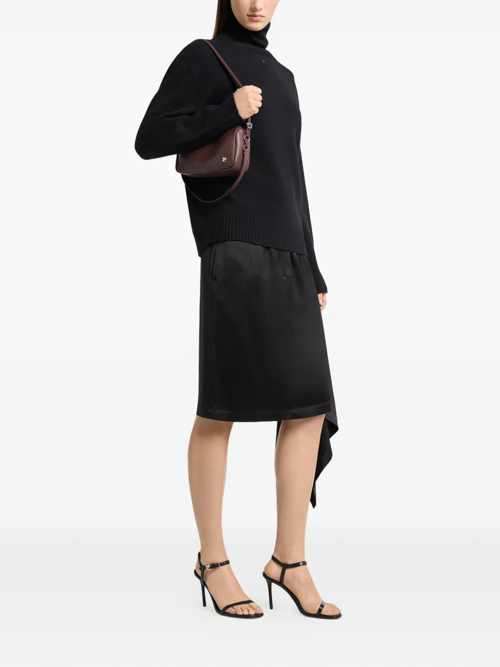Courrèges Three Sixty kleine leren schoudertas Bruin