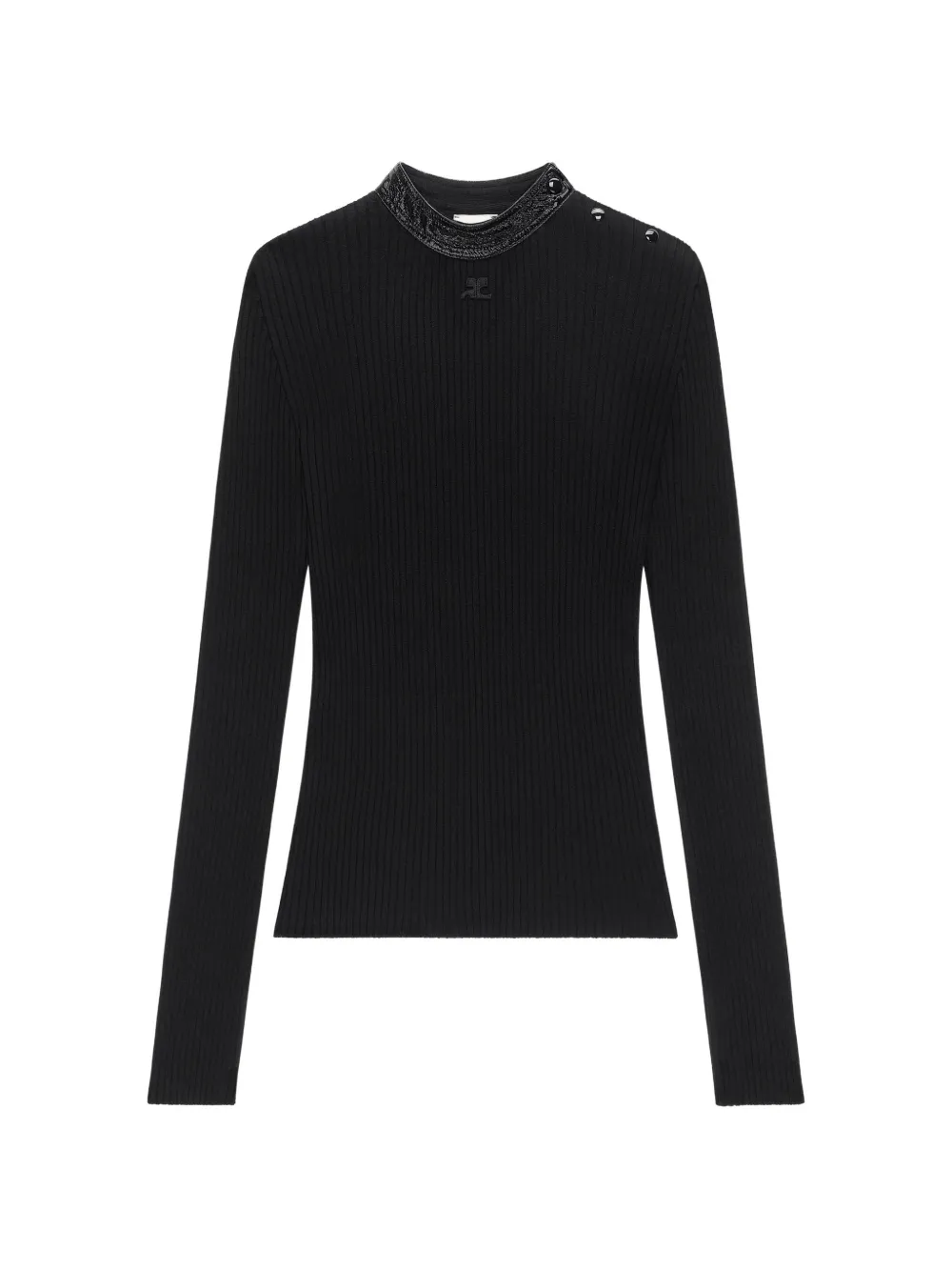 Courrèges vinyl-collar ribbed T-shirt - Nero