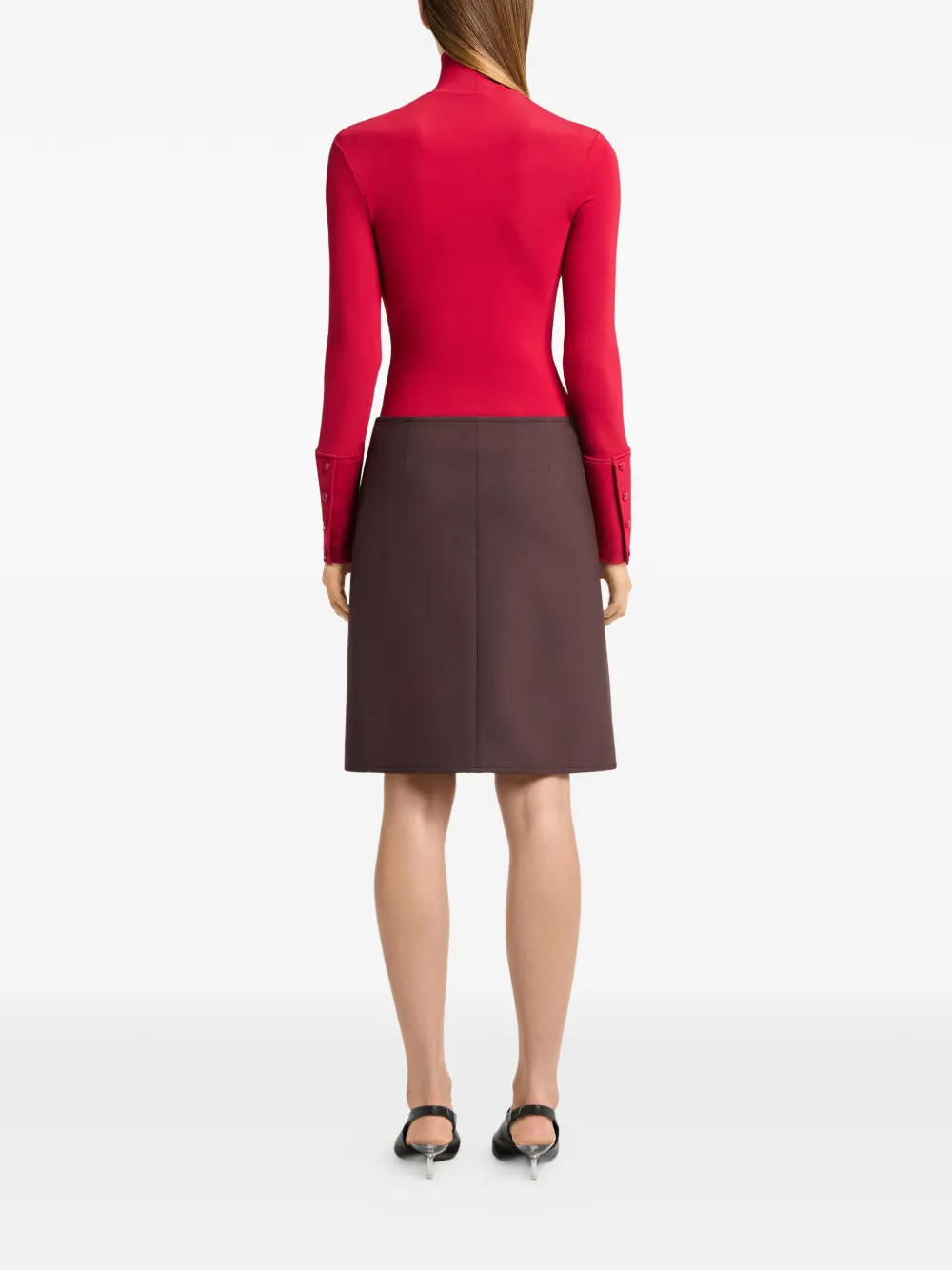 Courrèges T-shirt met geborduurd logo en hoge hals Rood