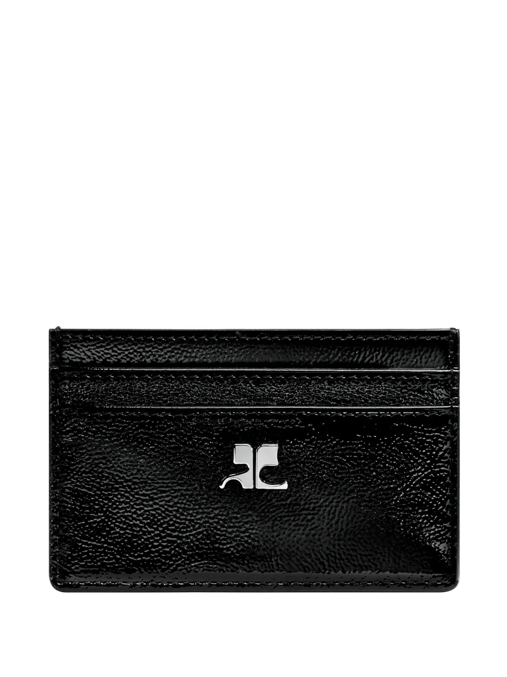 Courrèges logo-plaque naplack card holder - Nero