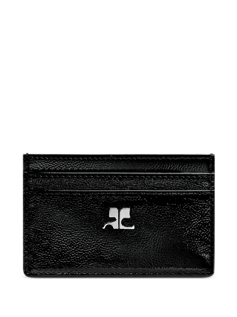 Courrèges logo-plaque naplack card holder - Nero