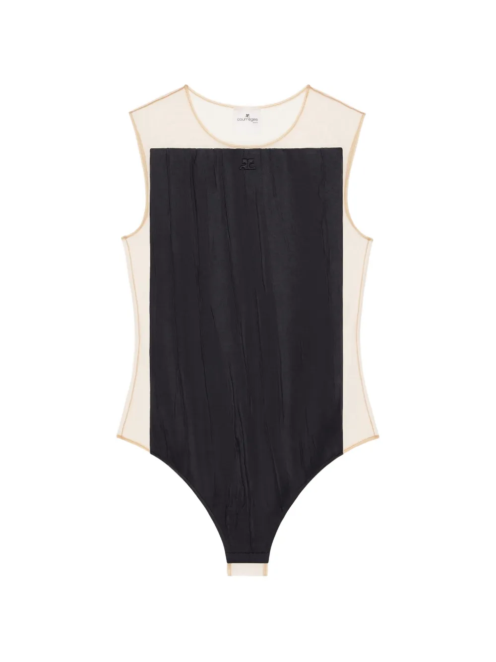 Courrèges Illusion satijnen body met gekreukt effect Zwart