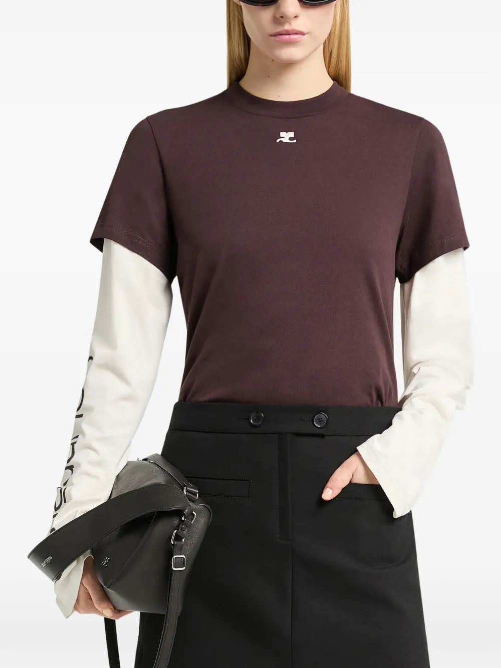 Courrèges T-shirt met geborduurd logo Rood
