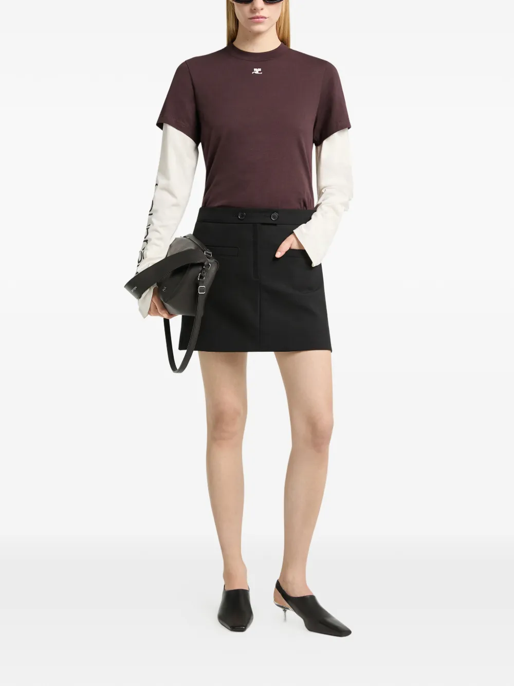 Courrèges T-shirt met geborduurd logo Rood