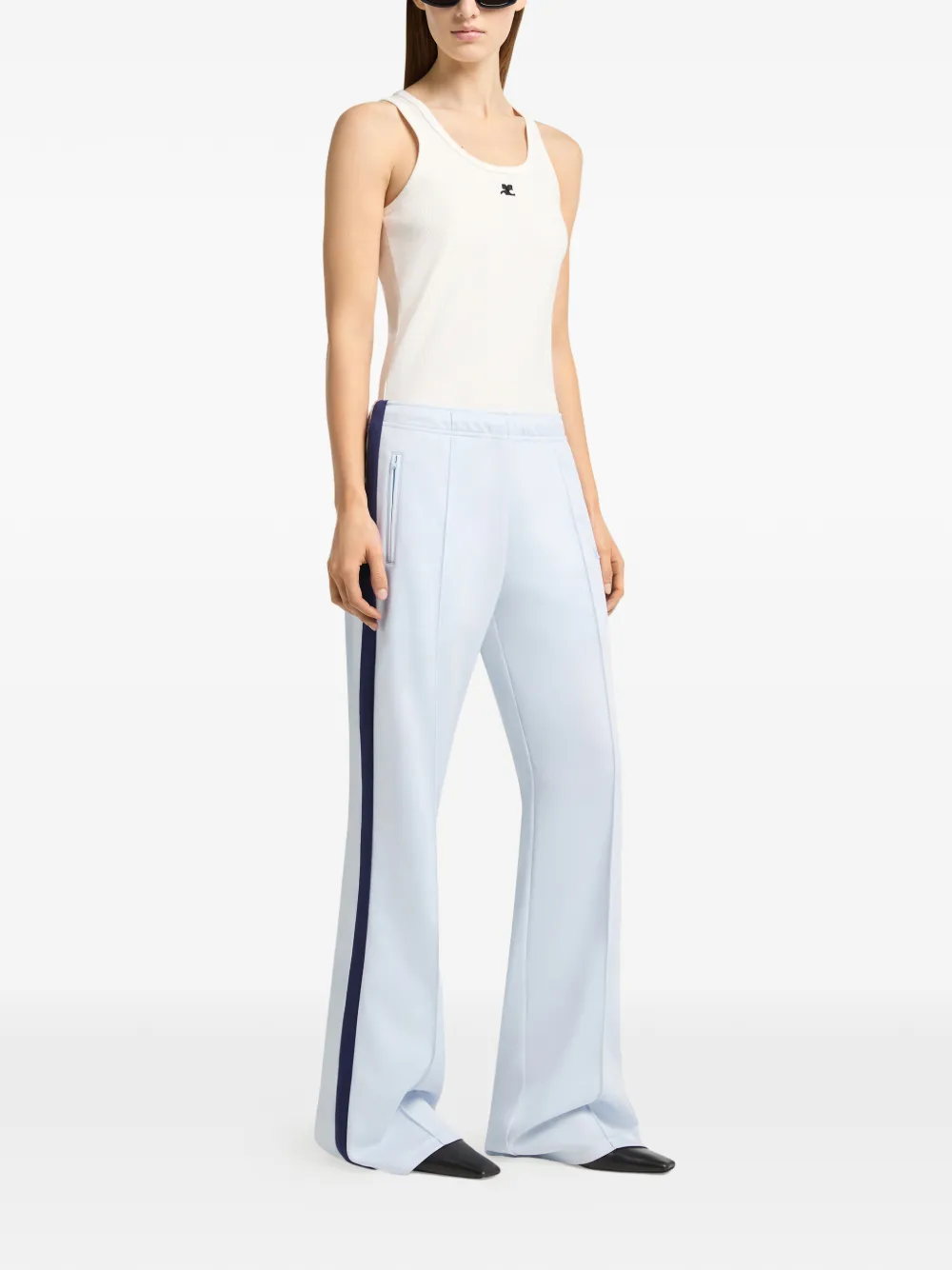 Courrèges Trainingsbroek met zijstreep en plooien Blauw