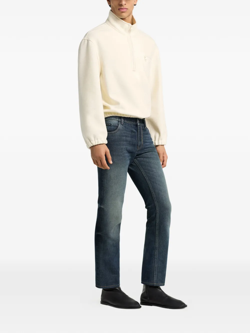 Courrèges Trui met hoge hals en kwartrits Beige