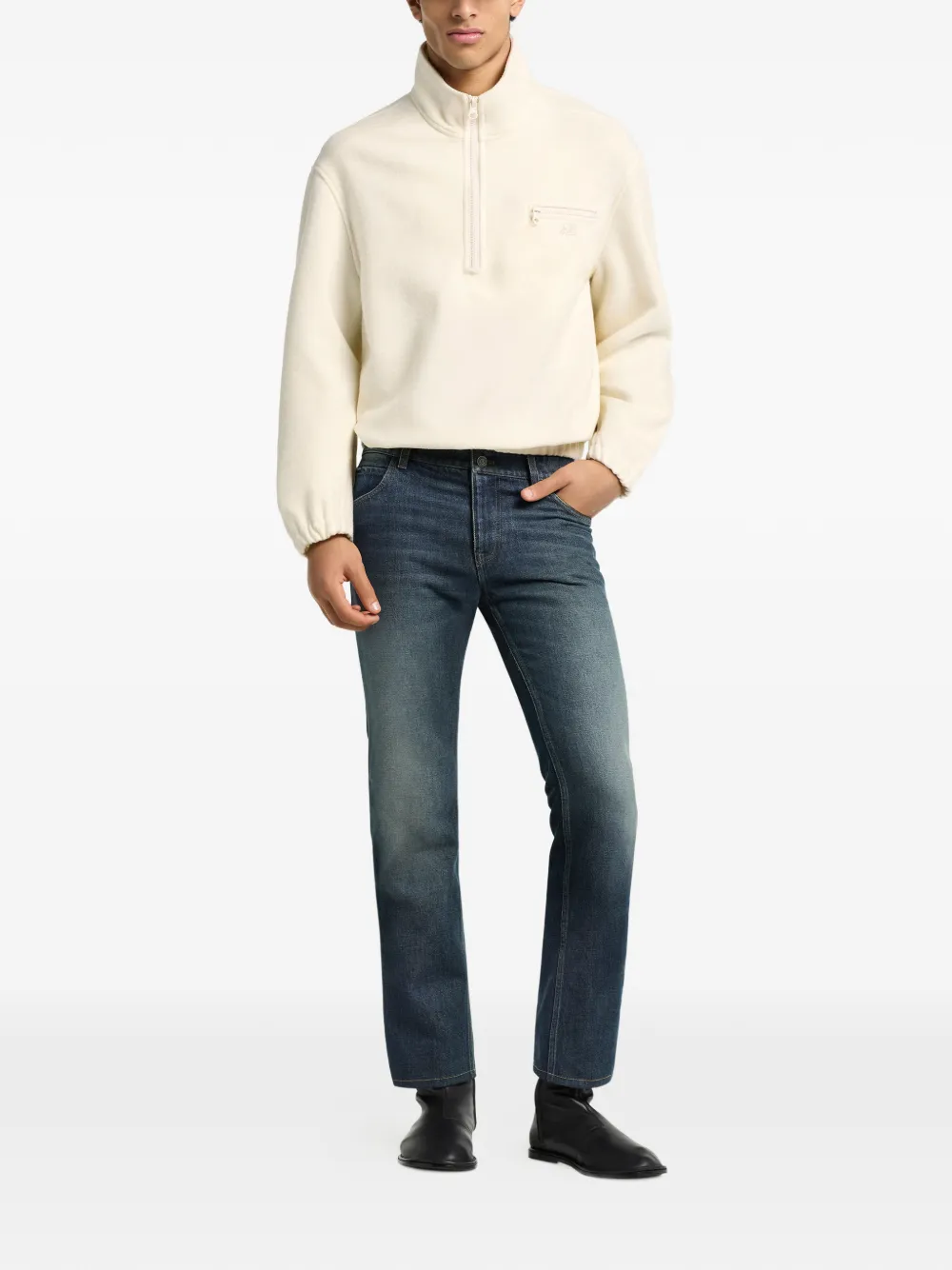 Courrèges Trui met hoge hals en kwartrits Beige