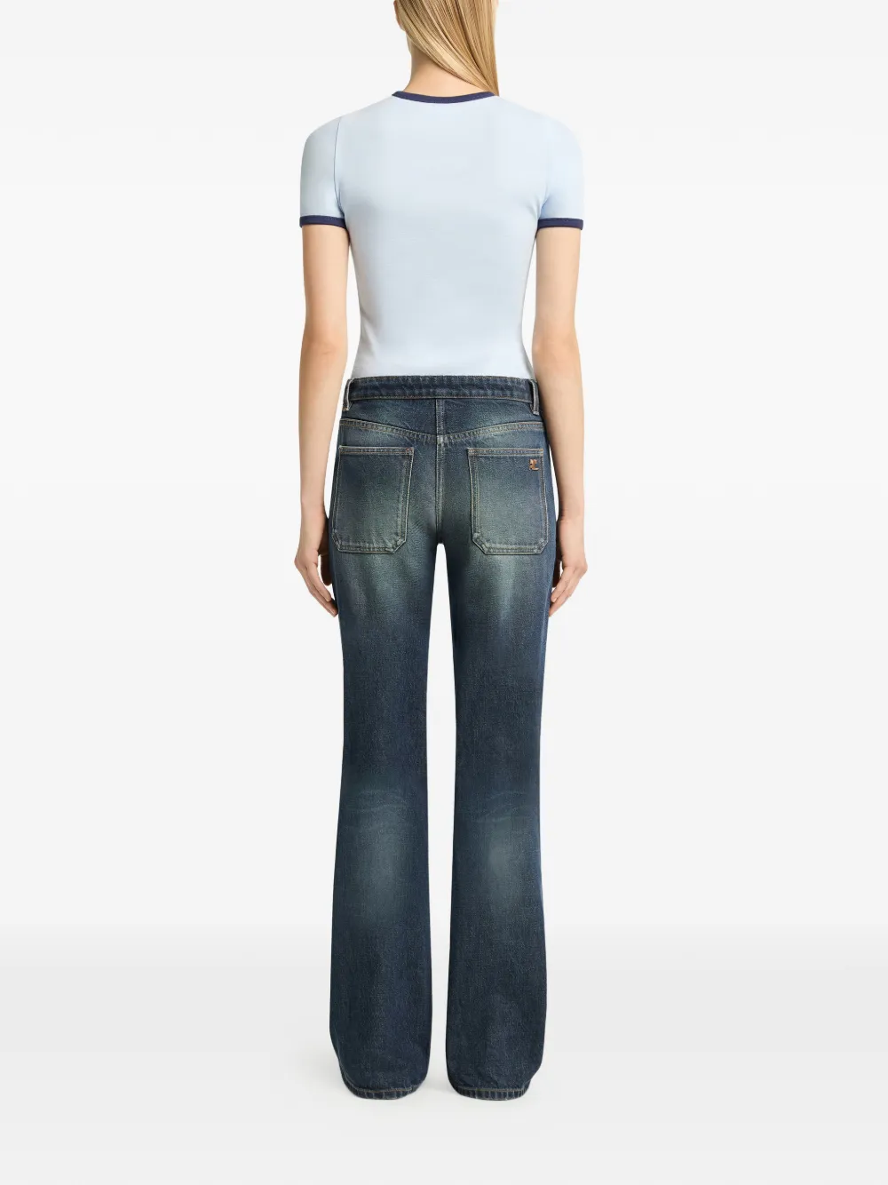 Courrèges T-shirt met contrasterende afwerking Blauw