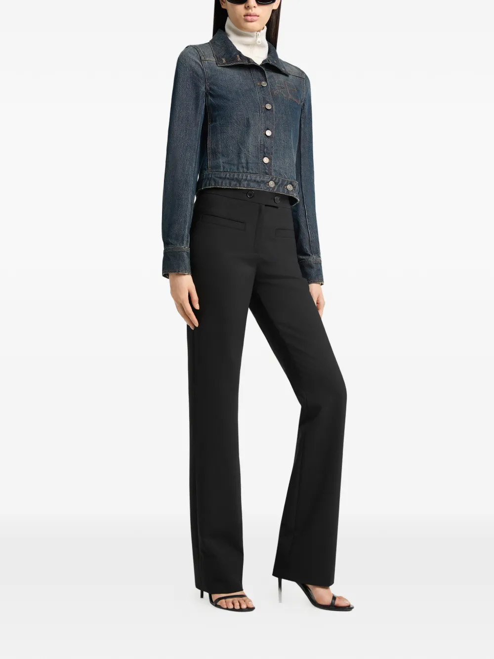 Courrèges Reedition denim jack met geborduurd logo Blauw