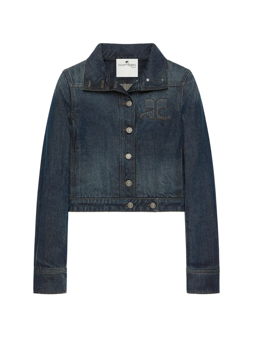Courrèges Reedition Jeansjacke mit Logo-Stickerei - Blau