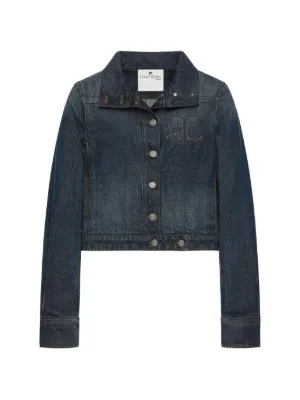 Balenciaga off-shoulder Denim Jacket | Blue | FARFETCH JO