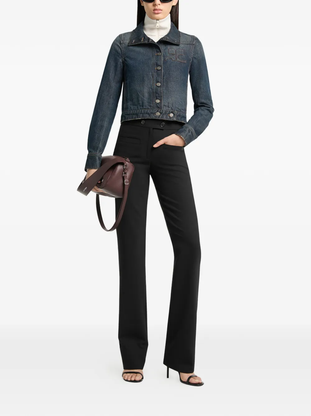 Courrèges Reedition denim jack met geborduurd logo Blauw