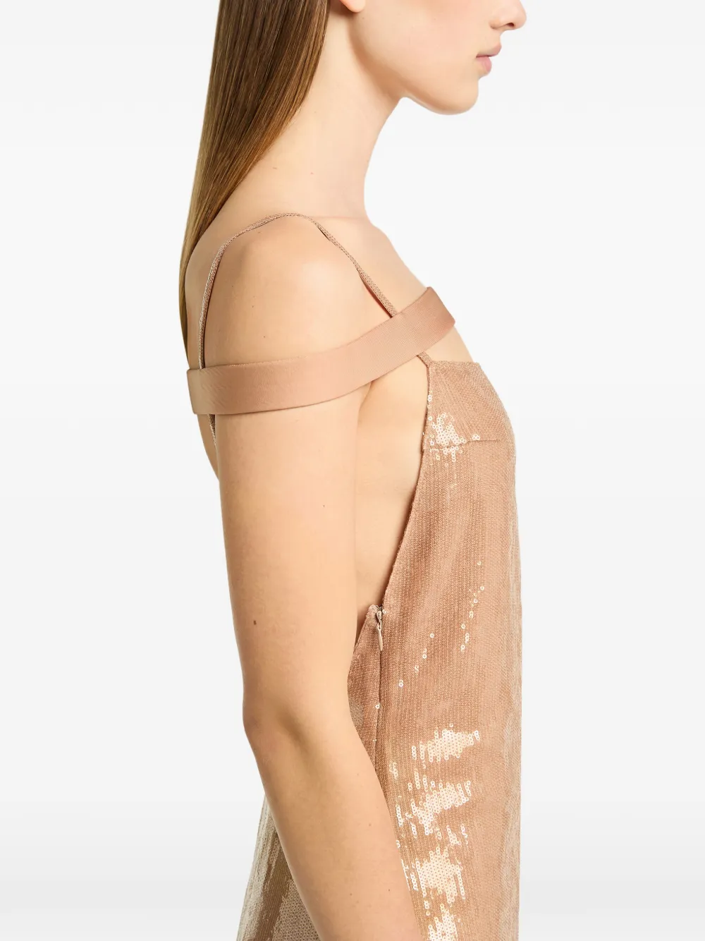 Courrèges Mini-jurk verfraaid met pailletten Beige