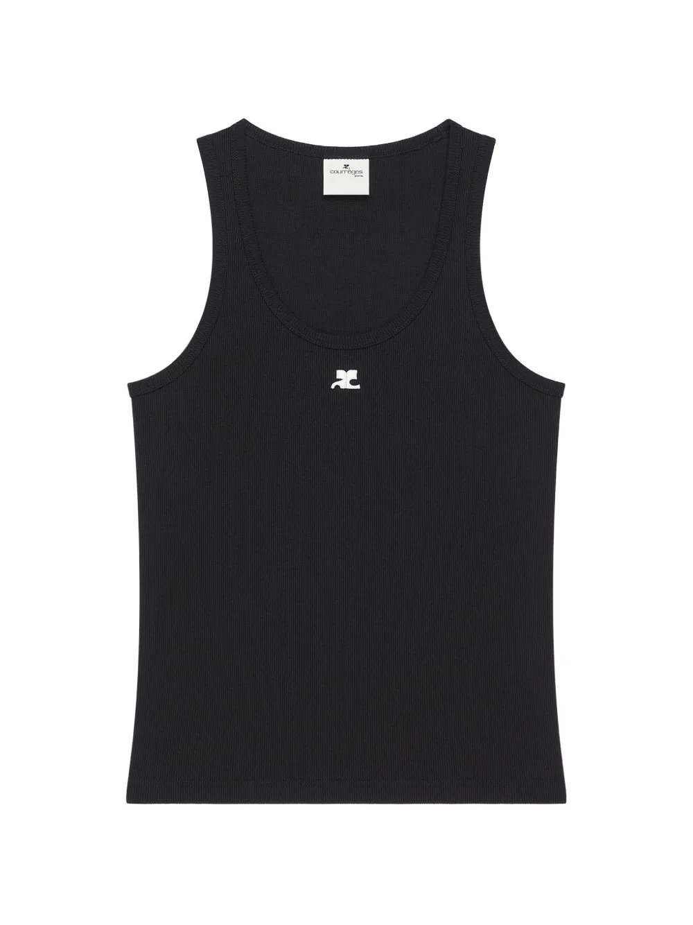 Courrèges 90's logo-detail ribbed cotton top - Nero