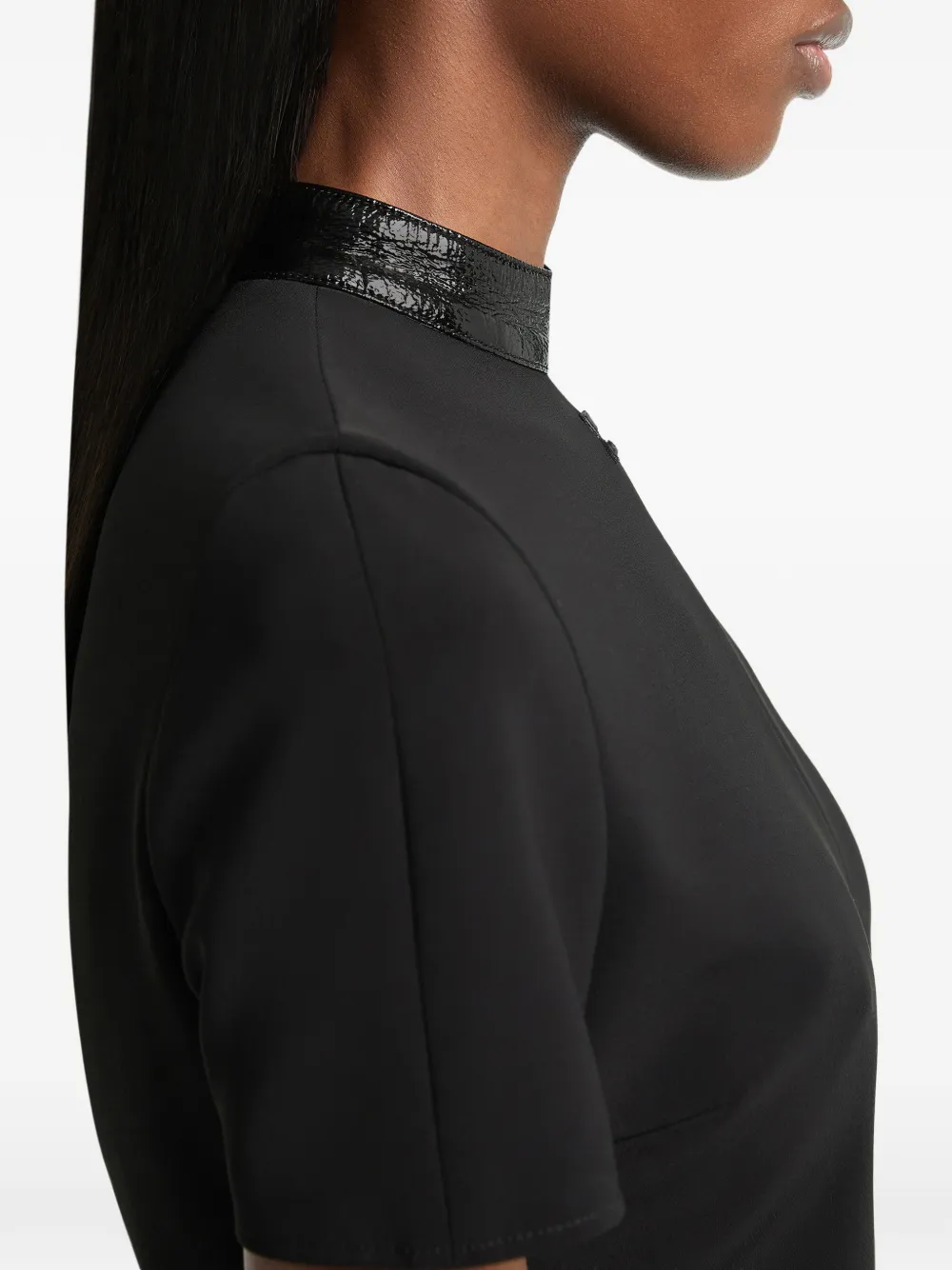 Courrèges T-shirt met hoge hals en vinyl afwerking Zwart