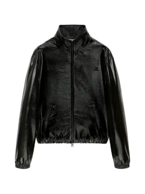 Emporio Armani レザー ボンバージャケット | ブラック | FARFETCH JP