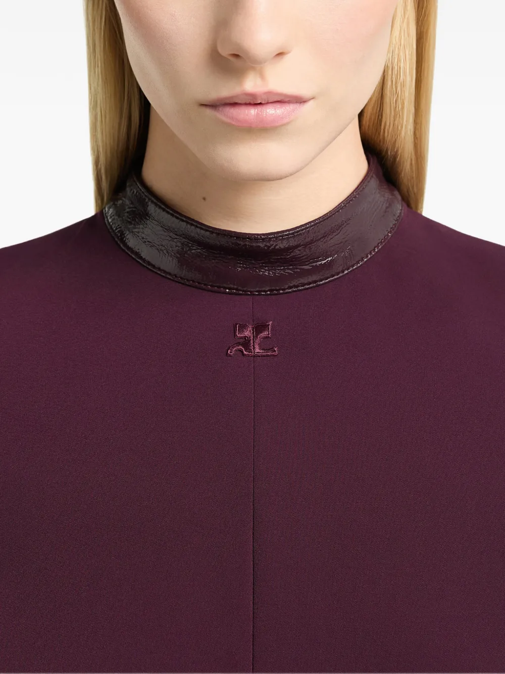 Courrèges Heritage blouse met vinyl kraag en logopatch Rood