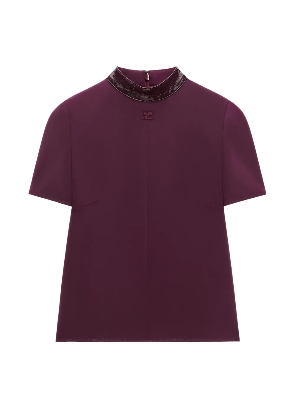 Courrèges Heritage vinyl-collar logo-patch blouse - Red