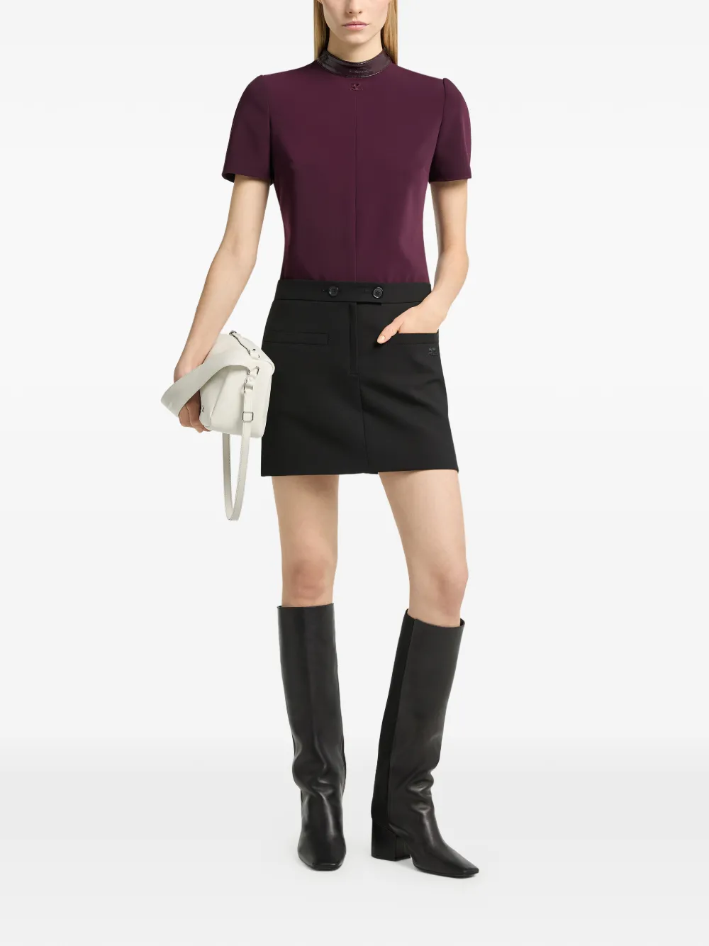 Courrèges Heritage blouse met vinyl kraag en logopatch Rood