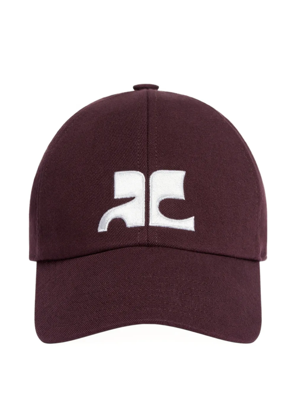 Courrèges Ac Logo Cotton Cap In Burgundy