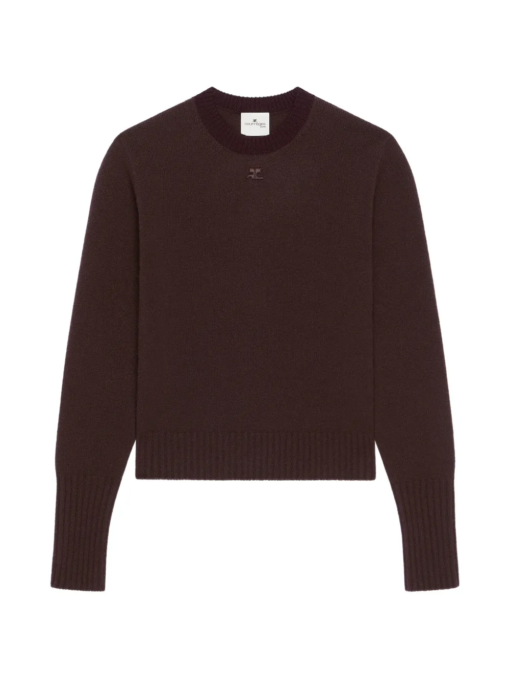 Courrèges logo-patch crew-neck sweater - Brown