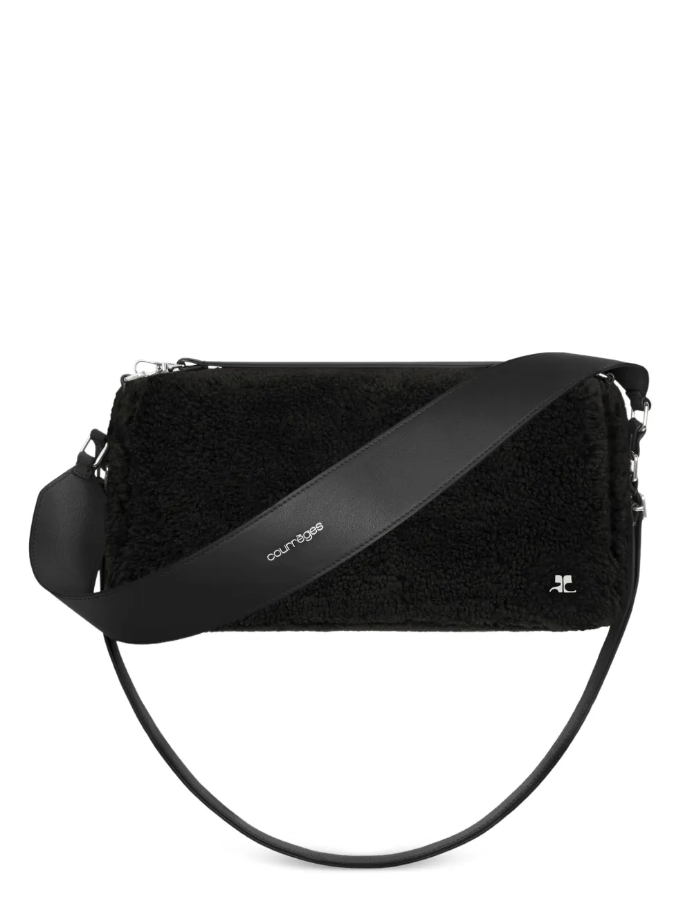 Courrèges medium Three Sixty curly-wool shoulder bag - Nero