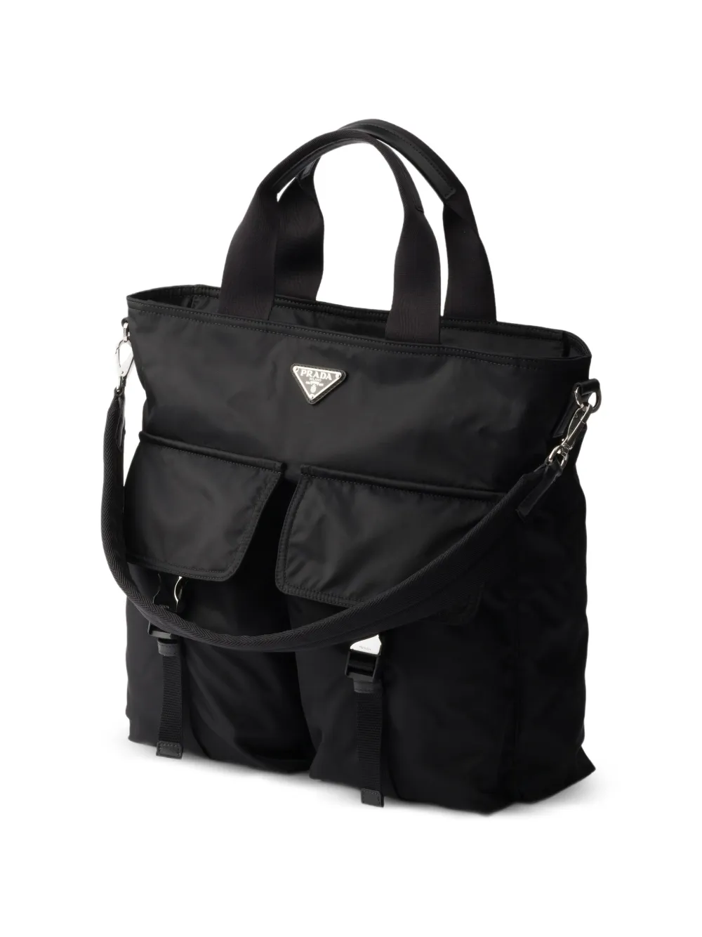 Prada Explore Re-Nylon en leren shopper Zwart
