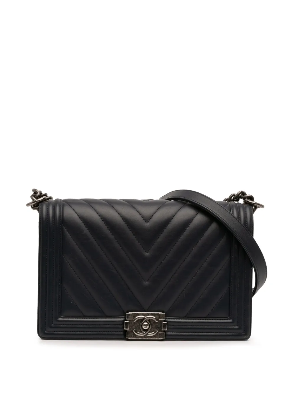 CHANEL Pre-Owned 2014-2015 Medium Chevron Lambskin Boy Flap crossbody bag - Nero