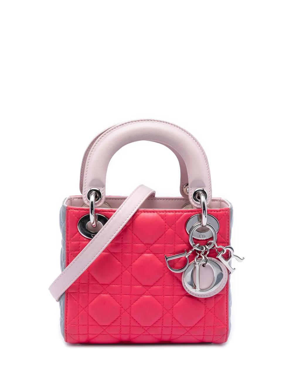 Christian Dior Pre-Owned 2014 Mini Tricolor Lambskin Cannage Lady Dior satchel - Rosa