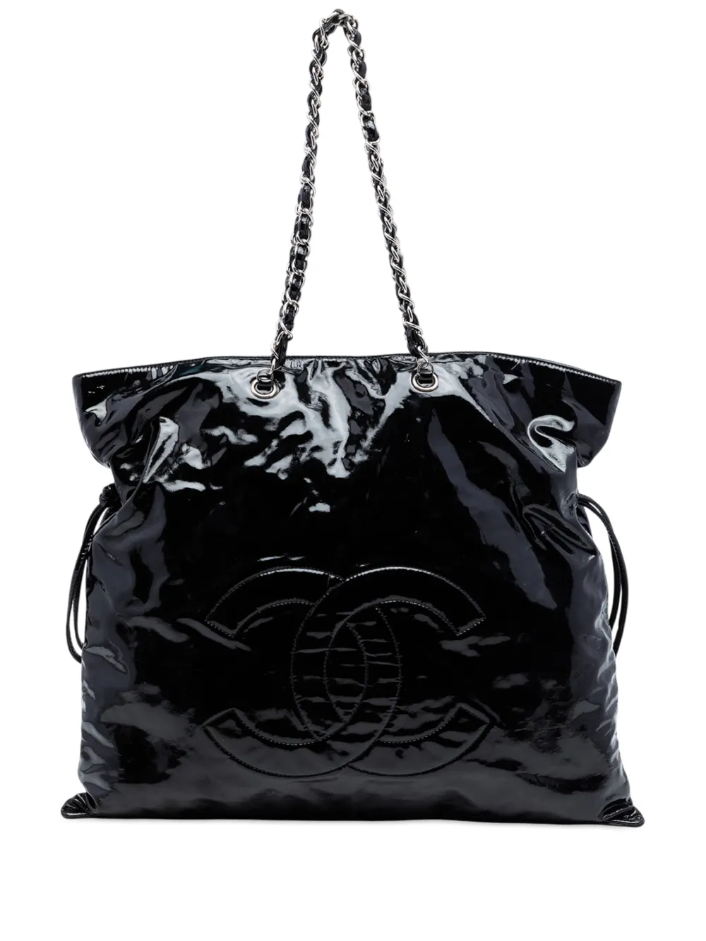 CHANEL Pre-Owned 2008-2009 CC Patent Bonbons tote bag - Black