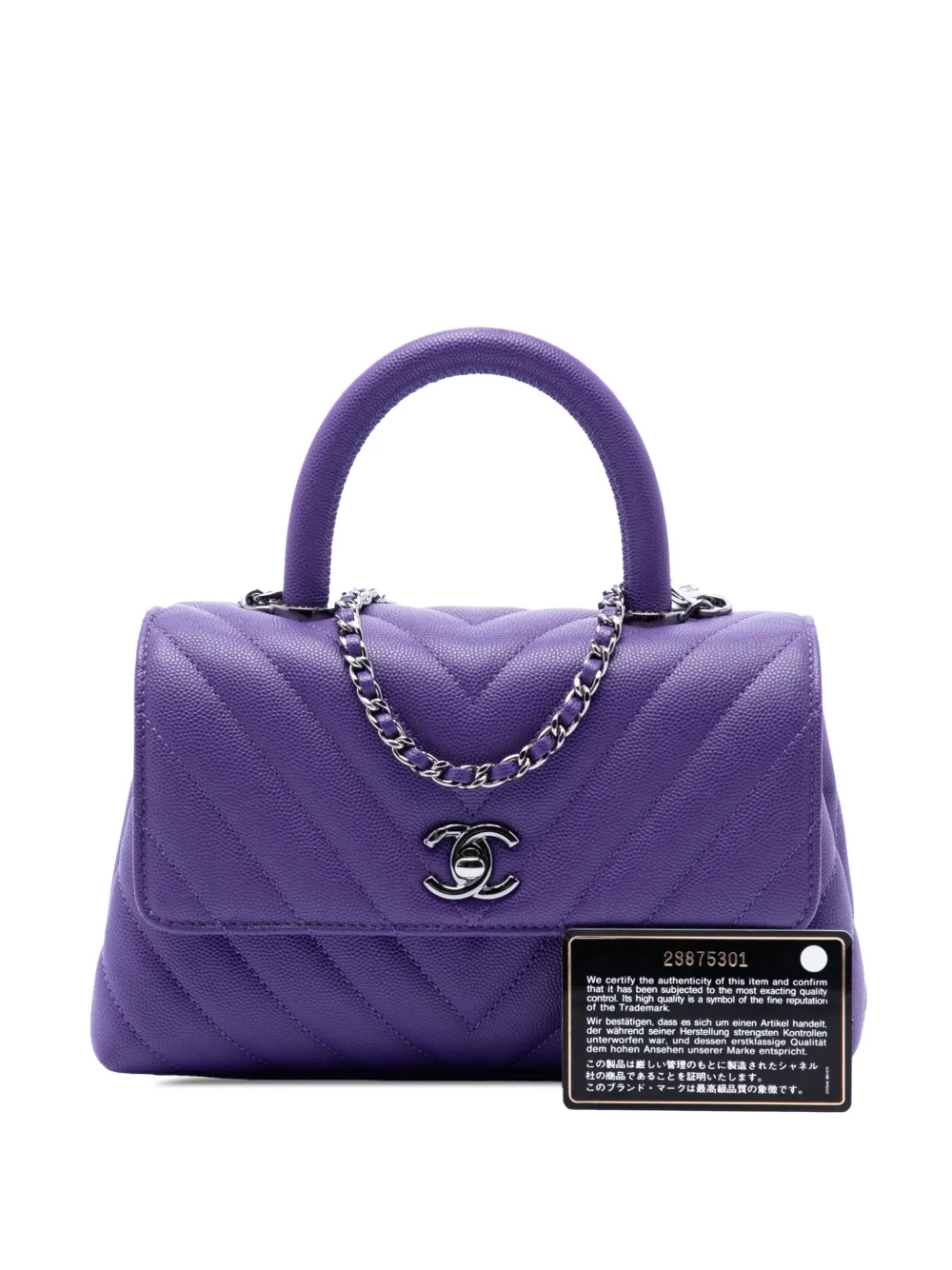 CHANEL Pre-Owned 2019 Mini Chevron Caviar Coco Top Handle Bag