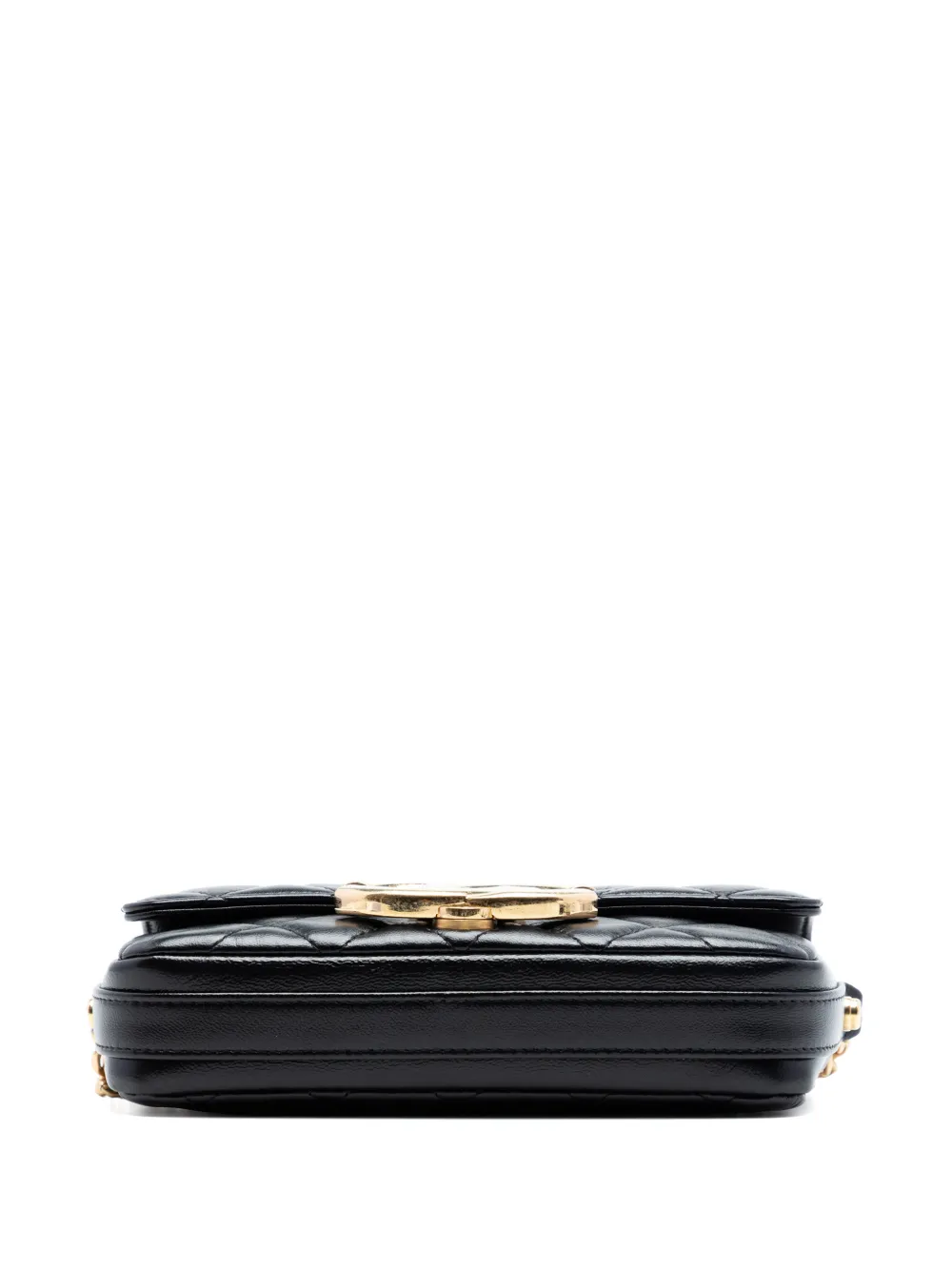 Chanel Pre-owned 2021-2026 Quilted Lambskin Giant CC Flap Phone Holder with Chain Crossbody Bag in Black, view 4