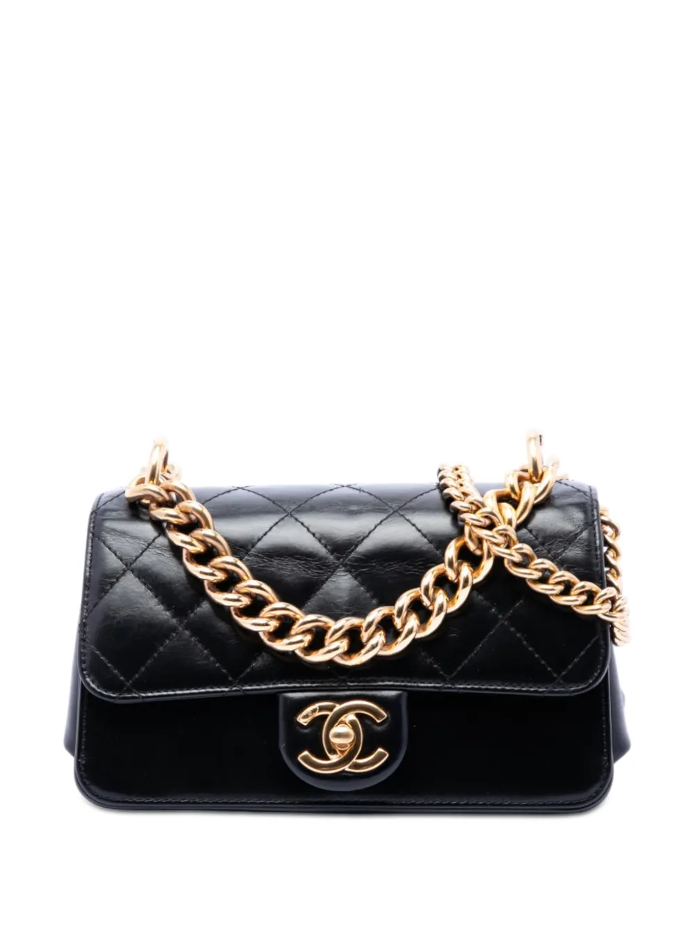 CHANEL Pre-Owned 2016-2017 Paris Cosmopolite Mini Aged Calfskin Straight Lined Flap satchel - Nero