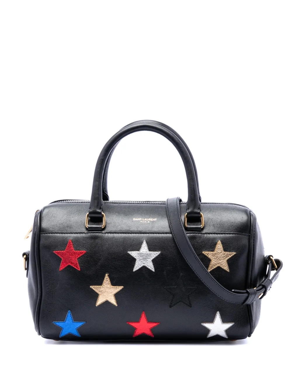 Saint Laurent Pre-Owned 2015 Baby Leather Star Patchwork Classic Duffle satchel - Black
