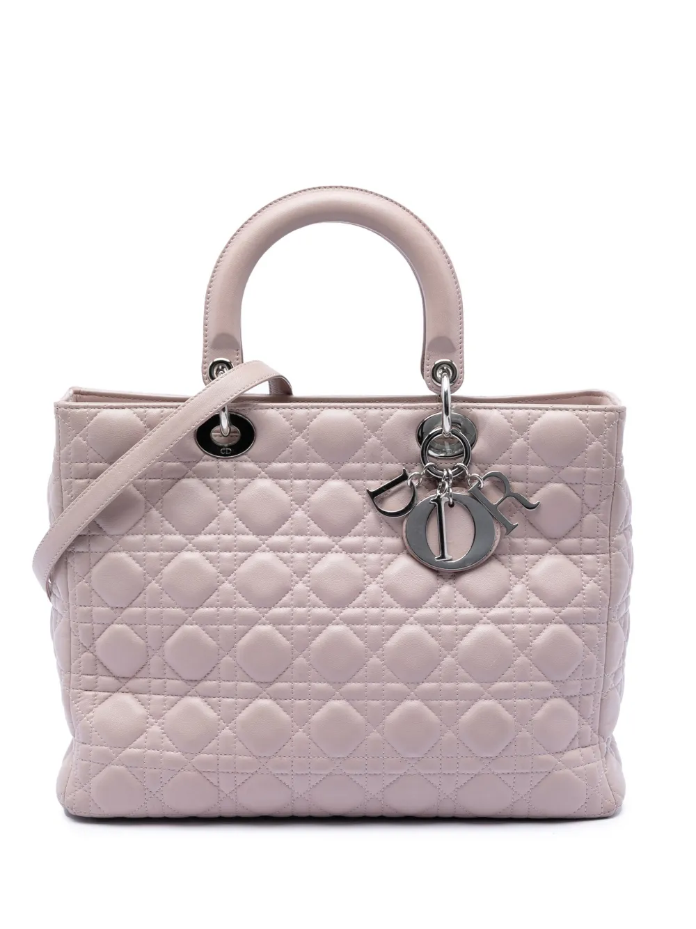 Christian Dior Pre-Owned 2012 Large Lambskin Cannage Lady Dior satchel - Pink