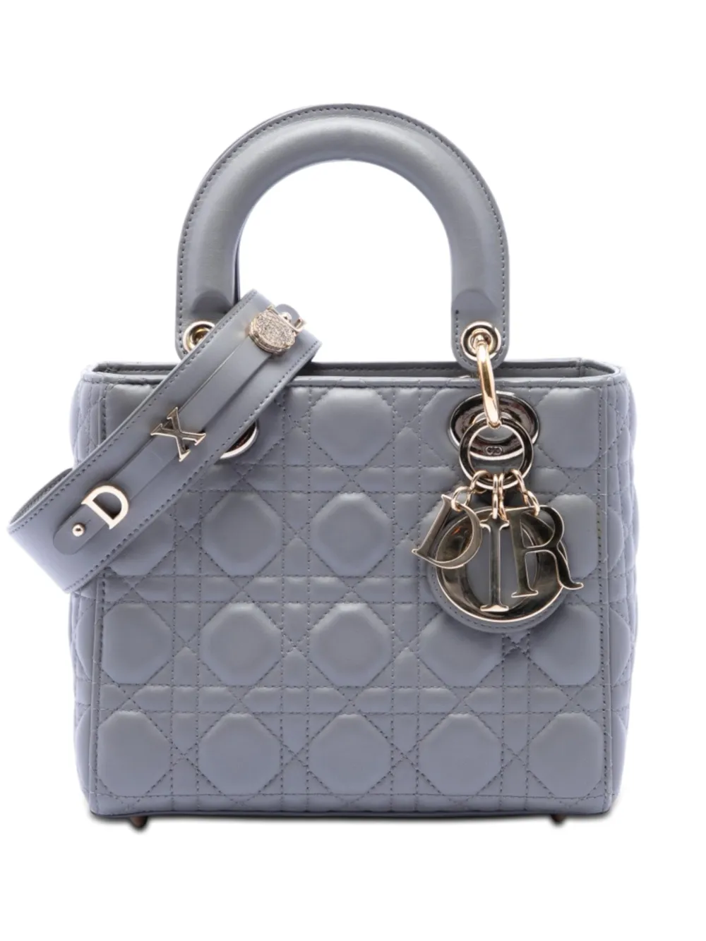 Christian Dior Pre-Owned 2019 Small Lambskin Cannage My ABCDior Lady Dior satchel - Grey