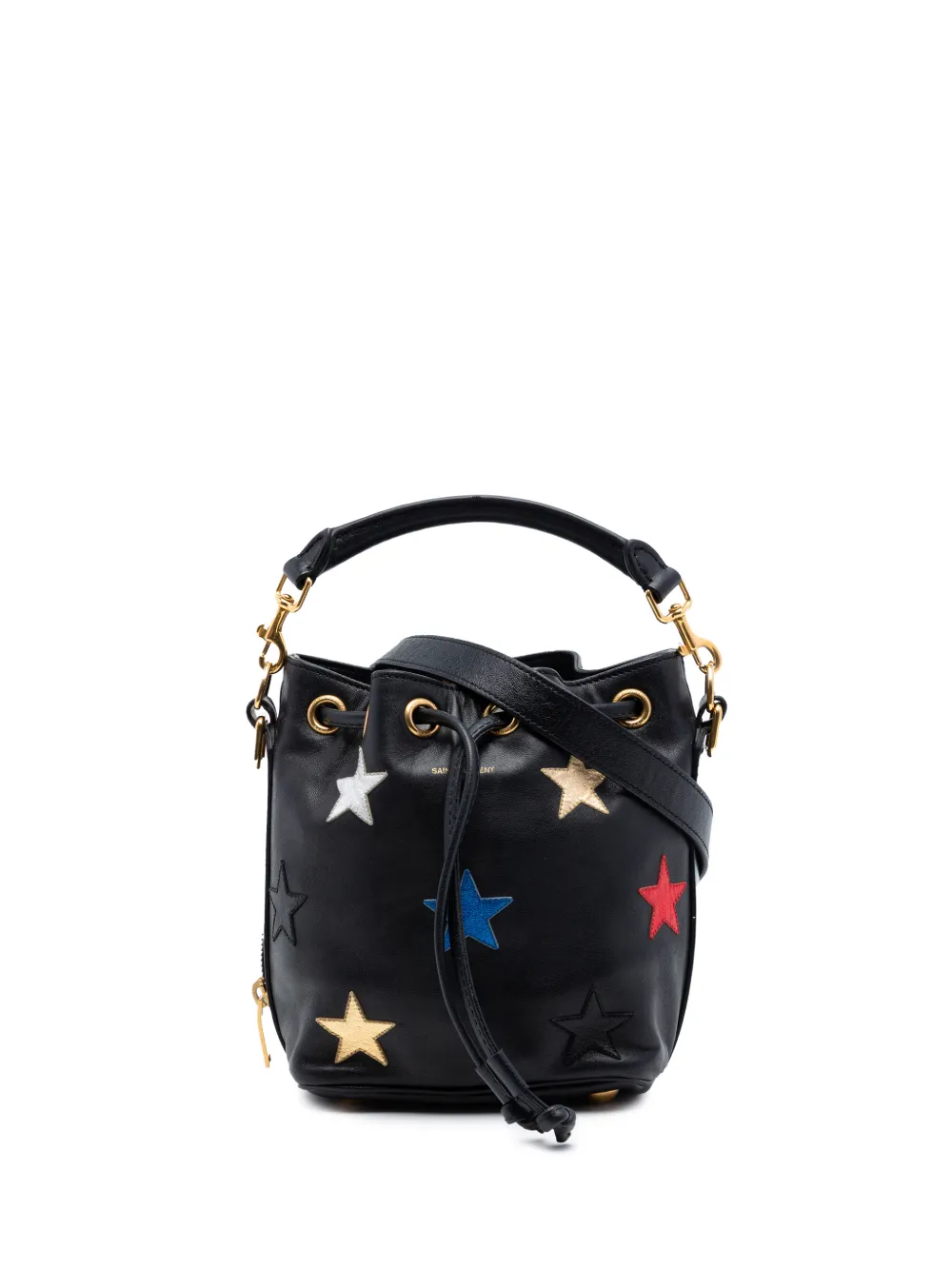 Saint Laurent Pre-Owned 2015 Small Calfskin Star Patchwork Emmanuelle Bucket Bag satchel - Black