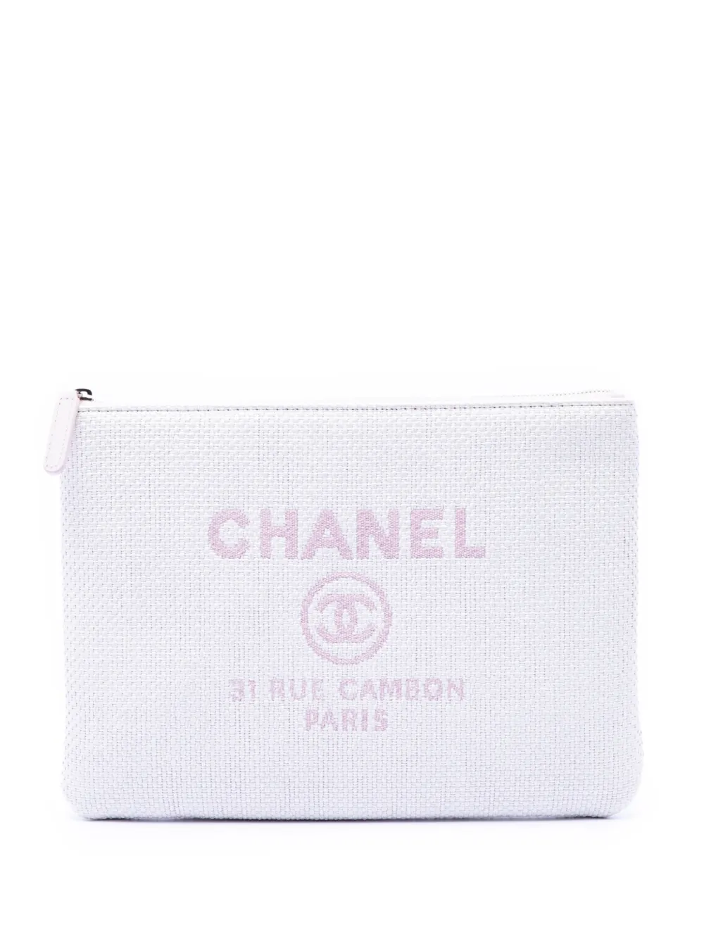 CHANEL Pre-Owned 2016-2017 Medium Raffia Deauville O Case clutch bag - White