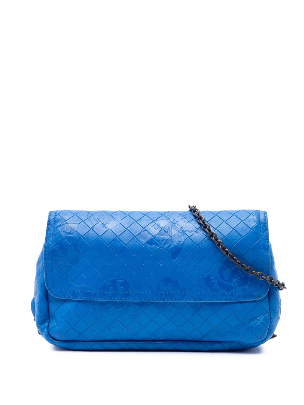 Bottega Veneta Pre-Owned 2012-2026 Small Calfskin Intrecciomirage Embossed Butterfly Chain crossbody bag - Blu