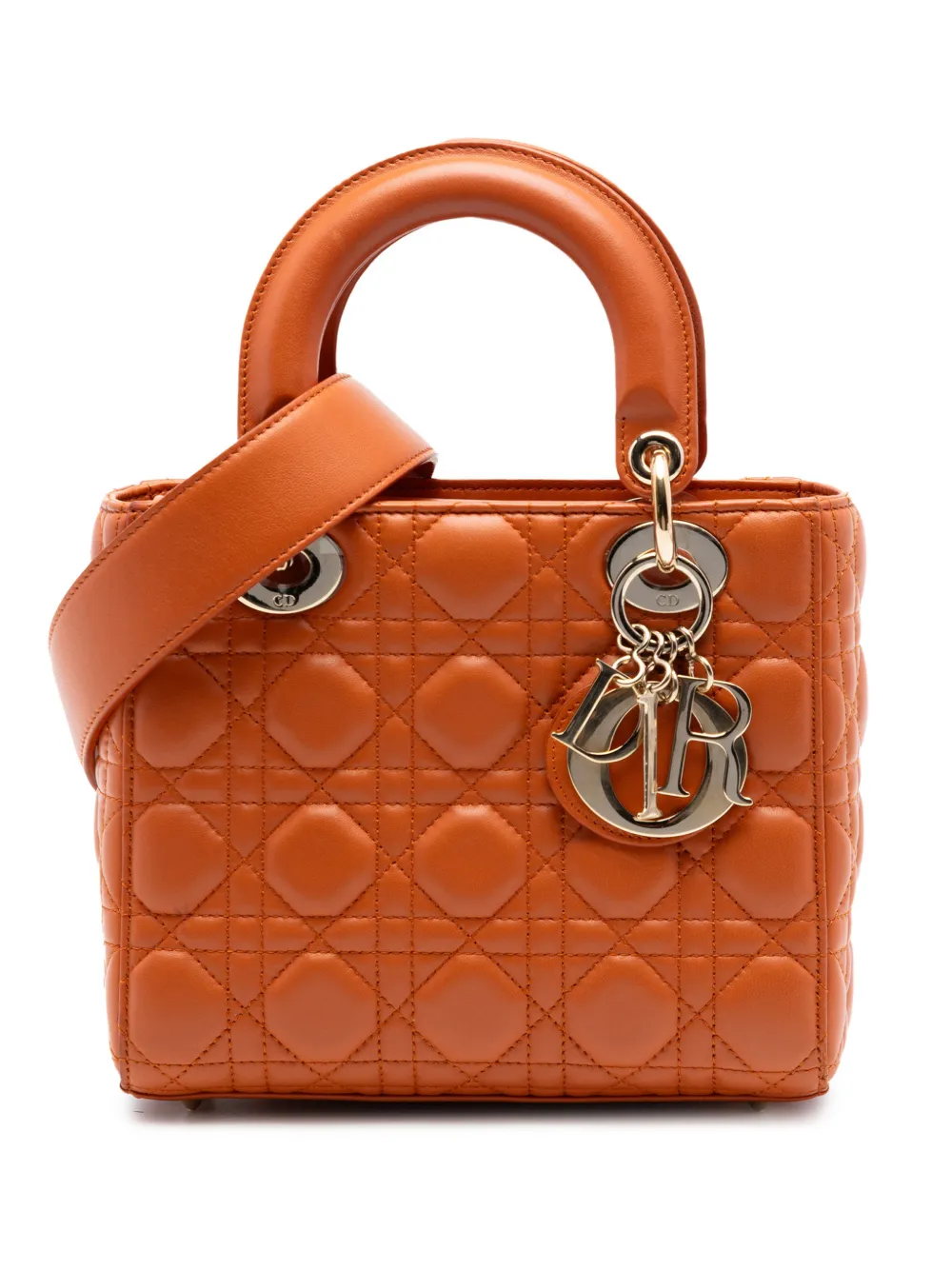Christian Dior Pre-Owned 2017 Small Lambskin Cannage MyABCDior Lady Dior satchel - Arancione