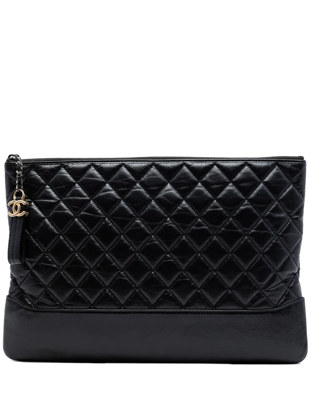 CHANEL Pre-Owned 2018-2019 Large Aged Calfskin Gabrielle O Case clutch bag - Nero