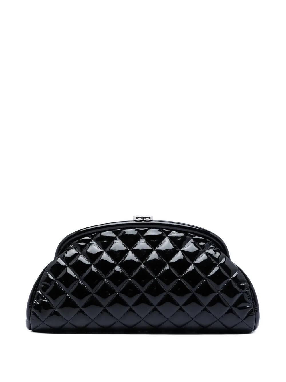 CHANEL Pre-Owned 2013-2014 Quilted Patent Timeless Kiss Lock clutch bag - Black