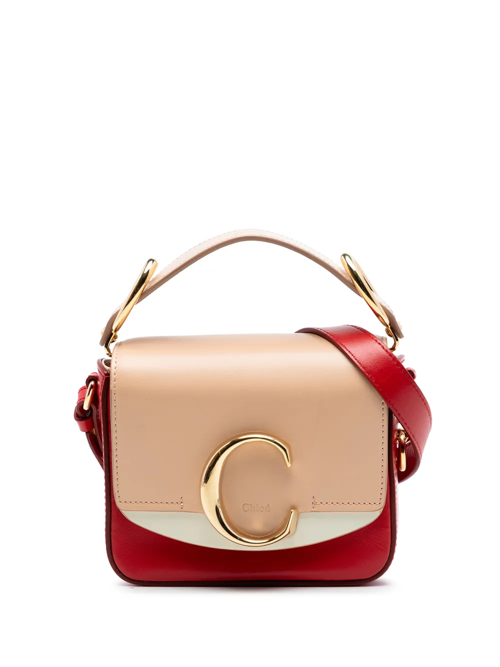 Pre-owned Chloé 2020 Mini Tricolor Calfskin C Satchel In Multi