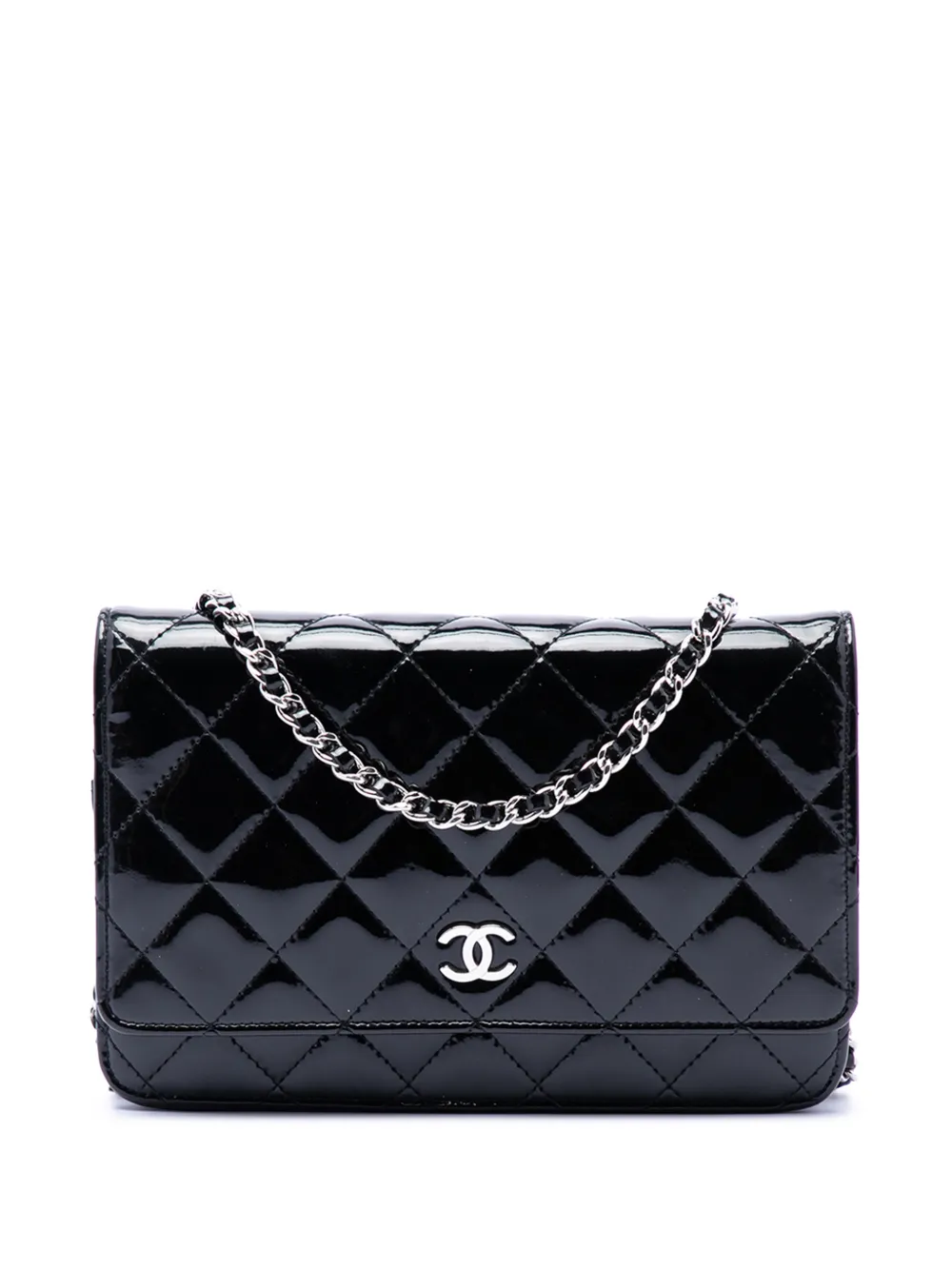 CHANEL Pre-Owned 2010-2011 CC Quilted Patent Wallet On Chain crossbody bag - Schwarz